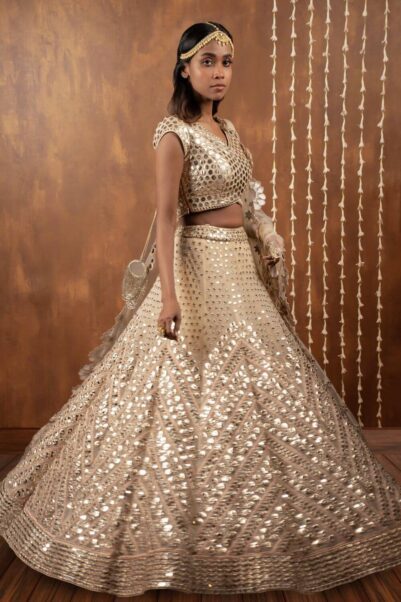 Beautiful lavender lehenga with floral accents and elegant design - Abhinav Mishra's style