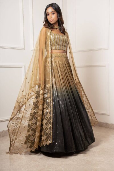 Gold Ombre Lehenga Set by Sawan Gandhi