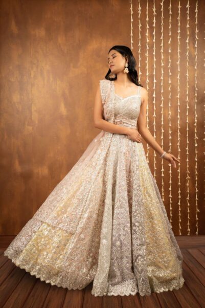 Pastel Multicoloured Lehenga Set by Seema Gujral